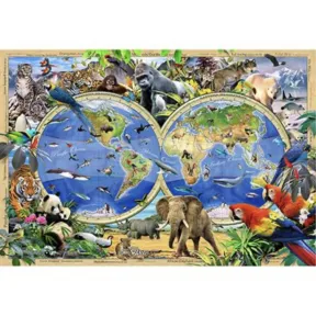 Mapa Animal Kingdom de madera XL - Puzzle 600 piezas
