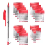 Bolígrafos rojos Amazon Basics, paquete de 144, 1 mm