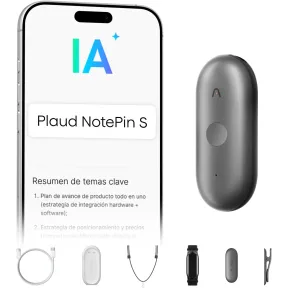 Grabadora de Voz IA Plaud NotePin S con Resúmenes y Notas