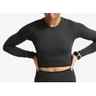 Top Musculación Mujer Gris-Negro Manga Larga Crop