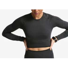 Top Musculación Mujer Gris-Negro Manga Larga Crop