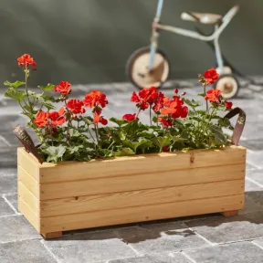 Jardinera beige de madera MELEZE 60x21,5x19,5 cm
