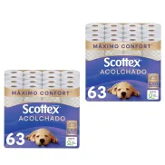 63 Rollos de Papel Higiénico Acolchado Scottex - 3 capas