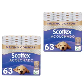63 Rollos de Papel Higiénico Acolchado Scottex - 3 capas