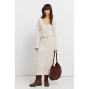 Vestido pointelle midi de punto elegante