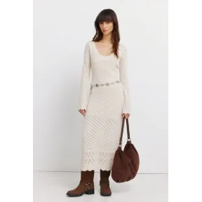 Vestido pointelle midi de punto elegante