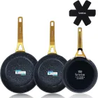 Juego de 3 Sartenes Antiadherentes Inducción Titanio 20-24-28cm
