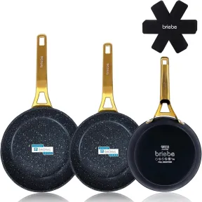 Juego de 3 Sartenes Antiadherentes Inducción Titanio 20-24-28cm