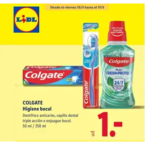 Colgate: cepillo triple acción, enjuague sin alcohol y dentífrico