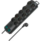Regleta de 10 Tomas y 2 Interruptores, Cable 2m, Negra