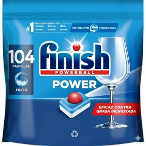Power All Finish Powerball 104 Cápsulas Lavavajillas