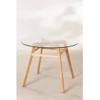 Mesa de comedor redonda Scand Nordic Ø100 cm cristal y haya