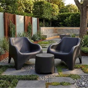 Mesita Baja y 2 Sillones Apilables para Jardín
