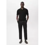 Pantalón de lino slim fit con cordón de MANGO