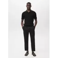 Pantalón de lino slim fit con cordón de MANGO