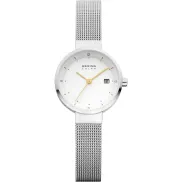 Reloj Bering Mujer, Cuarzo 26 mm, Correa Milanesa y Zafiro