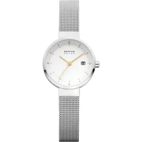 Reloj Bering Mujer, Cuarzo 26 mm, Correa Milanesa y Zafiro