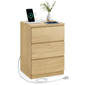 Mesita de Noche VASAGLE KAILYN con 3 Cajones y Puertos USB