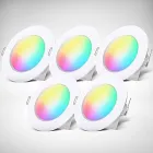 5 Luces LED empotradas blanco con mando, regulables