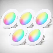 5 Luces LED empotradas blanco con mando, regulables
