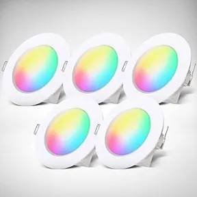 5 Luces LED empotradas blanco con mando, regulables