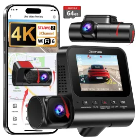 Cámara Coche 4K STARVIS - Dashcam 3 Canales con HDR
