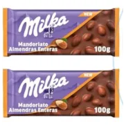 Chocolate con Leche de los Alpes Milka con Almendras 100 g