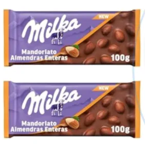 Chocolate con Leche de los Alpes Milka con Almendras 100 g
