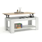 Mesa Elevable LYA en Blanco Artik y Roble Canadian