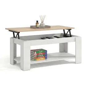 Mesa Elevable LYA en Blanco Artik y Roble Canadian