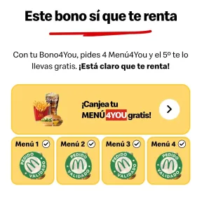 BONO4YOU: Menú GRATIS en McDonald's