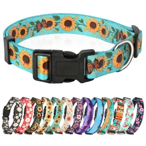 Collar Ajustable Floral para Perros con Hebilla Rápida