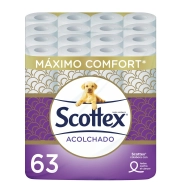 Papel Higiénico Scottex 63 rollos 3 capas de suavidad