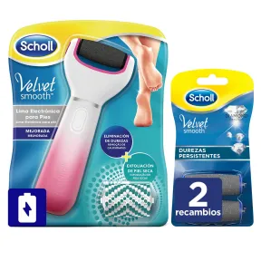 Lima Eléctrica Scholl Velvet Smooth Rosa para Pies + 2 Recambios