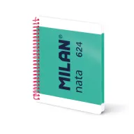 Cuaderno A5 MILAN espiral tapa dura, 80 hojas pautadas verde