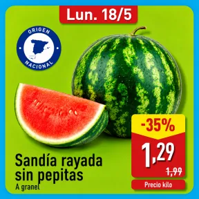 Sandía sin pepitas y rayada