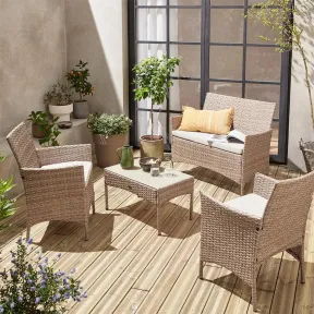 Jardín de Resina Trenzada para 4 Personas – Conjunto Moltès