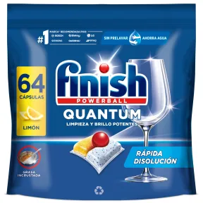 Pastillas 64 unidades Finish Quantum Powerball Limón para lavavajillas