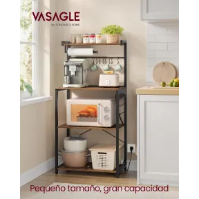 Estantería de Cocina VASAGLE, Barra de Café con Enchufe Múltiple