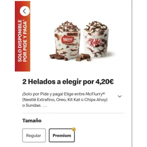 2 McFlurries por solo 4,20€