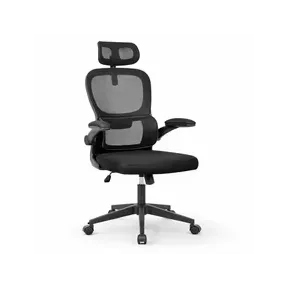 Silla de oficina ergonómica con respaldo de malla y reposacabezas ajustable
