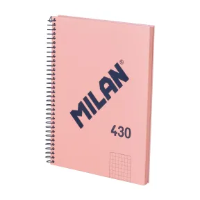 Cuaderno A5 MILAN cuadrícula rosa 80 hojas tapa dura