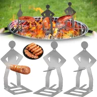 Soporte BBQ de Acero Inoxidable para Salchichas 3 Pzas