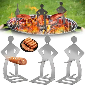 Soporte BBQ de Acero Inoxidable para Salchichas 3 Pzas