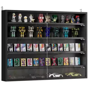 Vitrina Negra HOMCOM con Puertas y Estantes Ajustables 80x60 cm