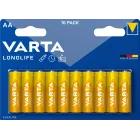 Pilas AA Mignon LR06 Varta Longlife Power - 10 unidades
