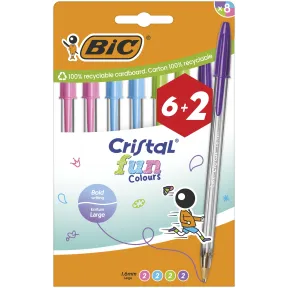 Bolígrafos de Colores BIC Cristal Fun, Pack de 8 unidades