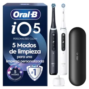 Cepillos Eléctricos Oral-B iO 5N, Pack de 2, Negro y Blanco