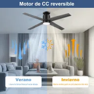 Ventilador de Techo 132 cm con Luz y Mando a Distancia
