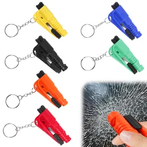 6 llaveros de automóvil: rompecristales y cortador 2 en 1